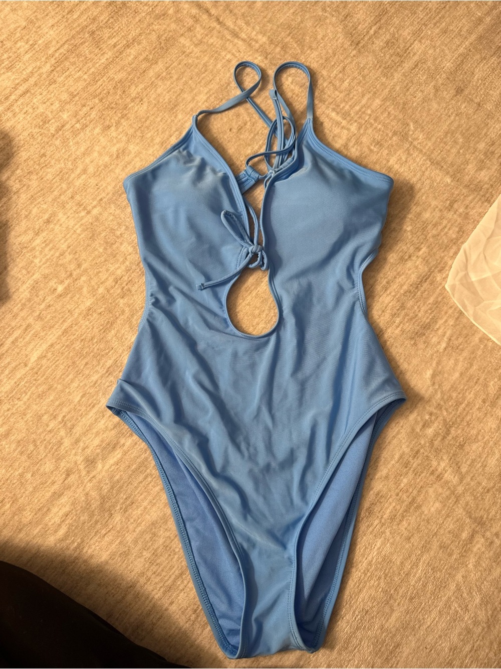 Light Blue womens One-Piece Swimsuit with Front Keyhole